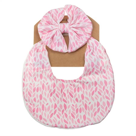 

Baby Girls Bib Set Soft Absorbent Reversible Button Closure Washable Burp Cloth with Bowknot Headband