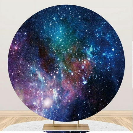 Image of 6.5x6.5ft Nebula Round Backdrop Covers for Photoshoot Men Women Kid Portrait Cosmos Outer Space Galaxy Stardust