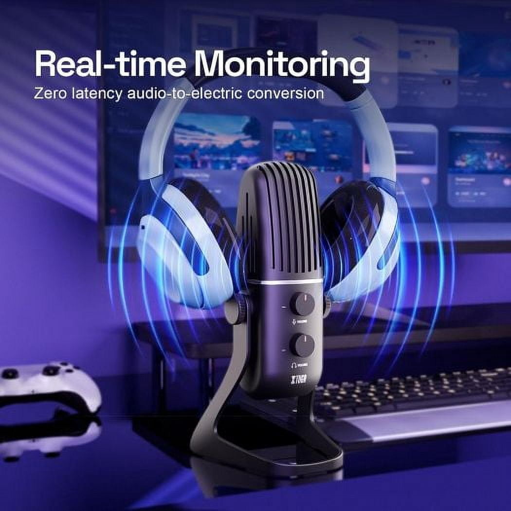 XTUGA X-4 USB Condenser Microphone for Gaming, Streaming, Podcast Mic with 4 Pickup Patterns Studio, Noise Reduction Plug & Play Metal