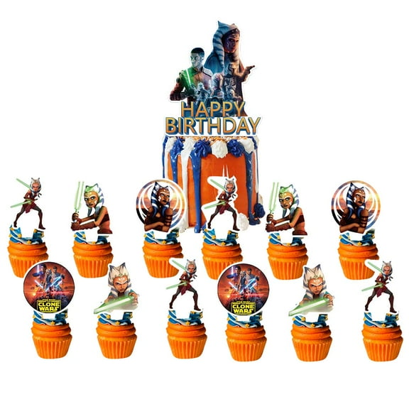 Ahsoka Tano Cake Topper Cupcake Set Party Supplies Decoration Birthday Decor Kit