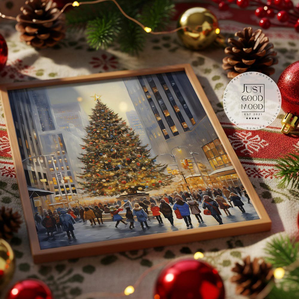 Chris.Tmas Tree New York Poster Rockefeller Center Chris.Tmas Tree Gift Idea Decorative Print Without Art