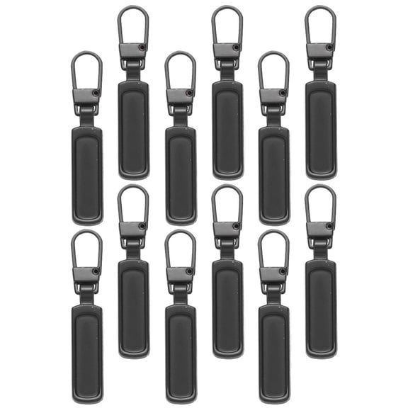 12-Pack Black Detachable Zipper Pulls for Luggage and Backpacks, Replacement Zippers Accessories