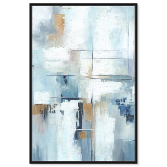 House Of Lines II Blue Abstract Wall Art Canvas Wall Art by Art Remedy, Black Floater Frame, 11" x 16"