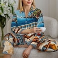 thumbnail image 6 of Kdxio Coastal Style Garden Villa Women's Pajama Sets Long Sleeve Button Down Sleepwear Nightwear Soft Pjs Lounge Sets-X-Large, 6 of 7