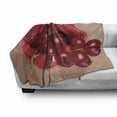 thumbnail image 3 of Lips Soft Flannel Fleece Throw Blanket, Luscious Mount Holding Red Current Berry Branch Illustration Hyperrealistic Image, Cozy Plush for Indoor and Outdoor Use, 50" x 70", Multicolor, by Ambesonne, 3 of 6