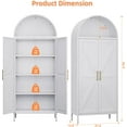 thumbnail image 3 of 66.9''H Metal Arched Cabinet with 3 Adjustable Shelves,Farmhouse Pantry Cabinet with 2 Doors for Home Kitchen,White, Assemble Required,13.8" D x 27.6" W x 66.9" H, 3 of 17