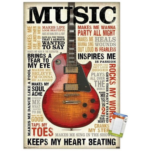 Music Inspires Me Wall Poster, 22.375" x 34"