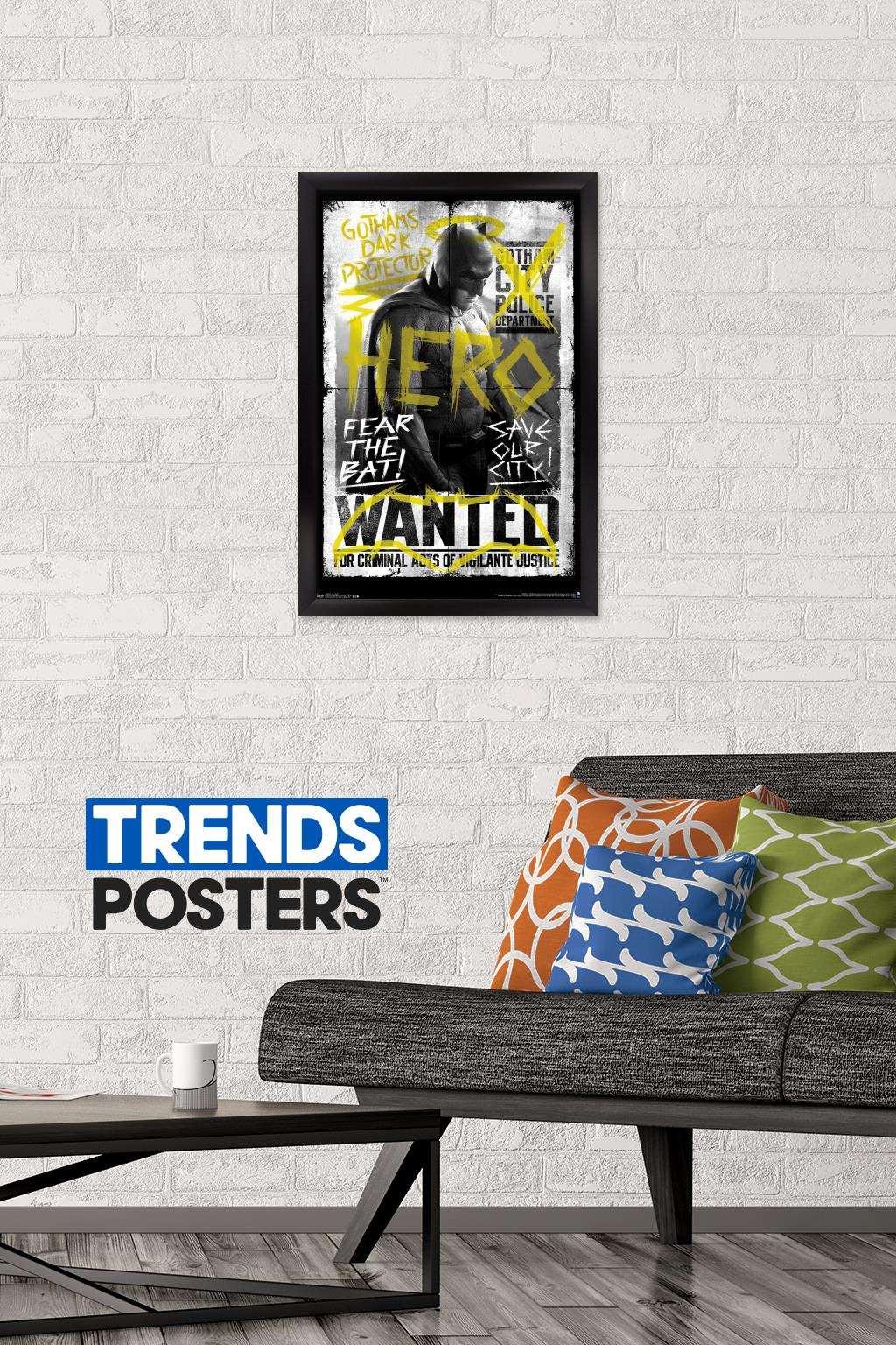 DC Comics Movie - Batman v Superman - Fear the Bat Wall Poster, 14.725" x 22.375", Framed
