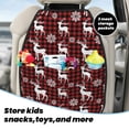 thumbnail image 5 of Pofeuu Plaid Reindeer Snowflakes Print 2 Pack PU Leather Kick Mat Back Seat Protector, Universal Car Seat Back Organizer, Waterproof Backseat Protector For Most Car, 5 of 8