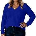 thumbnail image 2 of Women's Casual Long Sleeve V Neck Lightweight Knitted Sweaters Loose Fit Plus Size Tunic Tops, 2 of 4