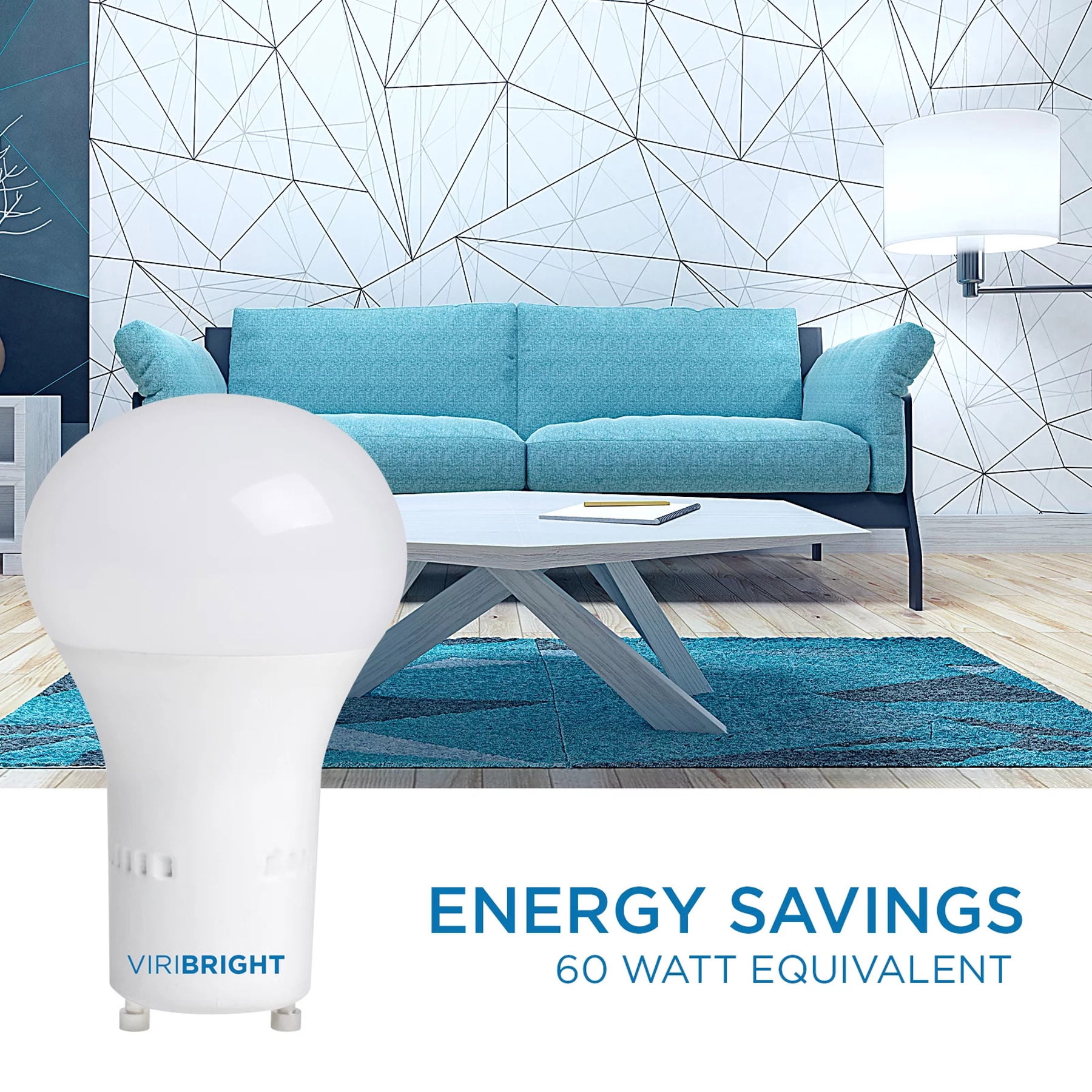 Viribright® A19 LED Bulb, GU24, 9W, 800 Lumens, Non-Dimmable, 6500K Daylight,  (12 Pack)