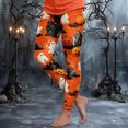 thumbnail image 2 of HCNTES Halloween Leggings for Women Pumpkin Skeleton Witch Ghost Printed Tights High Waisted Soft Stretchy Yoga Pants (1-Orange,XXL), 2 of 7