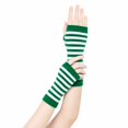 thumbnail image 5 of Unique Bargains 1 Pair Fingerless Gloves Knit Stripes Fashion Gloves Green, White, 5 of 5