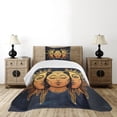 thumbnail image 4 of Ambesonne Psychedelic Quilted Bedspread Set 2 Pcs, Mystic Moon Sun, Twin Size, Yellow Dark Blue, 4 of 5