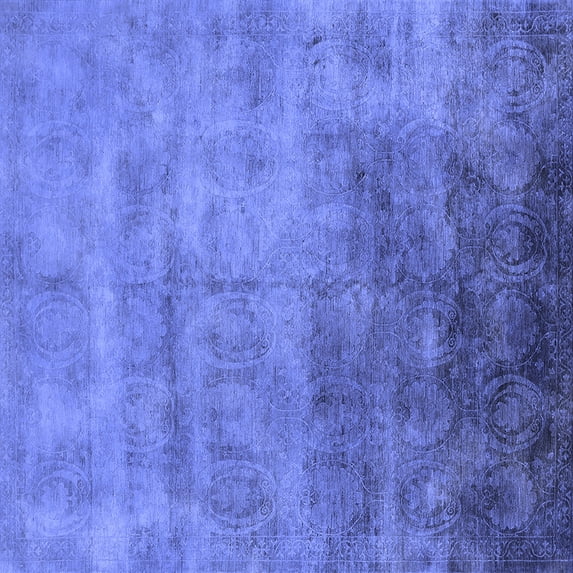 Ahgly Company Machine Washable Indoor Square Oriental Blue Industrial Area Rugs, 3' Square