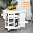 thumbnail image 4 of HOMCOM Kitchen Cart Storage Trolley w/ 4 Wheels 3 Shelves Drawer White, 4 of 10