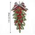 thumbnail image 3 of Luoshdecor Christmas Winter Swag ,Artificial Teardrop Swag Wreaths with Berry Plaid Bow,Pine Branch Teardrop Pendant for Front Door Indoor Wall Stairs Hanging Decor 23.6 in, 3 of 6