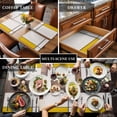 thumbnail image 3 of Placemats for Dinning Table Set of 8, Geomrtic Yellow, Abstract Stripes Patckwork Modern Art Burlap Kitchen Place Mats Waterproof Cloth Table Mats, Indoor Outdoor Placemats Easy Clean Dinner Decor, 3 of 8