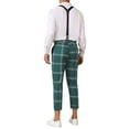thumbnail image 3 of INSPIRE CHIC Plaid Cropped Pants for Men's Tapered Leg Formal Checked Trousers with Suspender, 3 of 5
