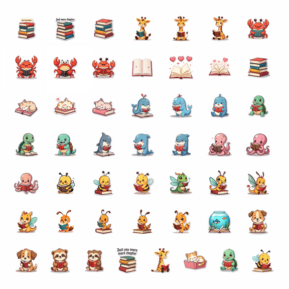 50pcs Cute Octopus Stickers Ocean Cartoon Book Lover Vinyl Kids Toy Stationery Bicycle Water Bottle Laptop Guitar Suitcase Sticker Set