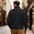 thumbnail image 5 of Men's Fleece Round Neck Pullover, Solid Color Hoodie Fleece Jacket for Winter, Outdoor Activities, Camping and Cold Weather Protection,Black,L, 5 of 6