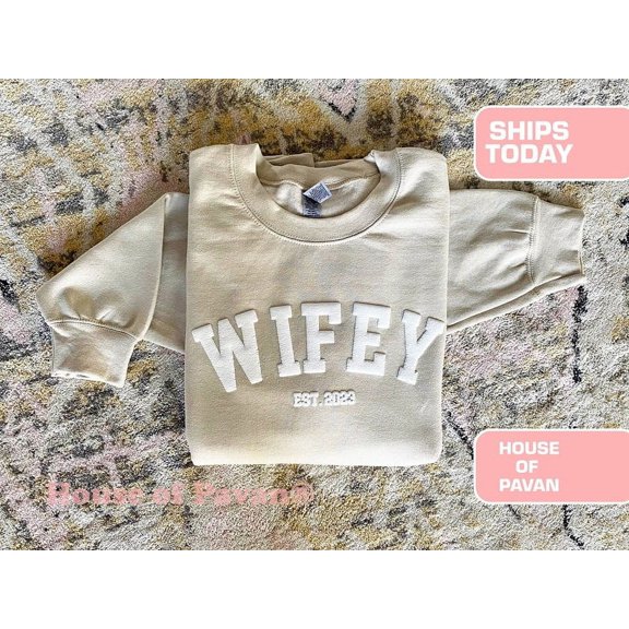 Custom Wifey Sweatshirt, Bridal Shower Gift, Just Married Crewneck, Engagement or Anniversary Sweatshirt