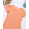 thumbnail image 5 of TiaoBug Kids Girls Short Sleeves Ballet Dance Gymnastics Leotard Solid Color Jumpsuit 4-14, 5 of 6