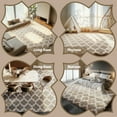 thumbnail image 6 of Pentantan 8ft x 10ft Geometric Shag Area Rugs for Living Room, Moroccan Fluffy Bedroom Carpet, Camel & White, 6 of 8