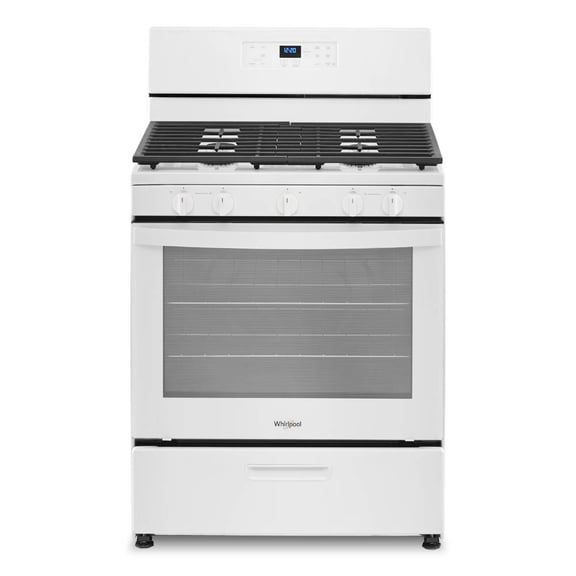 Brand New Whirlpool® WFG505M0MW 5.1 Cu. ft. Freestanding Gas Range with Edge-to-Edge Cooktop and Frozen Bake™ Technology. Dimensions: 46" H x 30" W x 27" D
