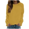 thumbnail image 2 of Kagetolytai Chandails pour Femmes Mode Décontractée Unie Manches Longues Col Rond Chandail Haut Blouse Chandails à Capuchon pour Femmes Jaune TG, 2 of 5