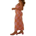 thumbnail image 3 of Robes pour Femmes 2022 Robes Moulantes en Tricot Ajourées Robe Maxi de Nuit Sans Manches Longue Robe Ajourée Orange P, 3 of 5