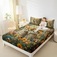thumbnail image 4 of Feelyou Cute Wildlife Cheetah Twin Sheet Sets for Teens, Woodland Animal Leopard Twin Fitted Sheet, Groovy Flower Floral Flat Sheet, Luxury Bedroom Decor, 3 Pieces, 4 of 7