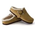 thumbnail image 5 of Cushionaire Haven Genuine Leather Clogs for Women – Faux Fur Lined Slip-On Womens Shoes with Cork Footbed and Adjustable Buckle, 5 of 21