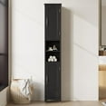 thumbnail image 4 of 67" Tall Bathroom Storage Cabinet with Lights, Slim Narrow Bathroom Cabinet Organizer with Doors and Adjustable Shelves, Tall Cabinet for Small Space, Living Room, Kitchen, Black, 4 of 8
