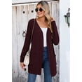 thumbnail image 5 of SHOWMALL Women Lightweight Cardigan Long Sleeve Button Down V Neck Casual Lightweight Knit Sweater Open Front Cardigan, US Size Small, Burgundy, 5 of 7
