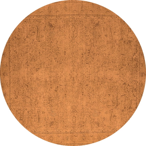 Ahgly Company Indoor Round Oriental Orange Industrial Area Rugs, 6' Round