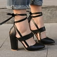 thumbnail image 4 of Anuirheih Closed Toe Heels for Women, Comfortable Chunky Heels for Women, Summer Ankle Strap Womens Heels(Black), 4 of 5