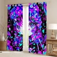 thumbnail image 2 of Erosebridal Cartoon Girl Blackout Curtains Set of 2 (52x84 Each),Kawaii Japanese Pattern Window Curtains For Kids, 2 of 7