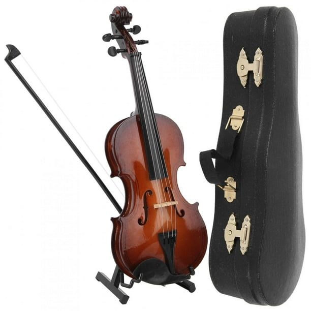 Modelo de violín en miniatura de madera, miniinstrumento musical, adornos con caja de regalo