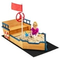 thumbnail image 5 of GVN Kids Pirate Boat Wooden Sandbox Children Outdoor Playset, Backyard Sandbox, Kid's Outdoor Furniture, Honey, Gift for Ages 2-8, 5 of 8