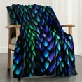 thumbnail image 3 of 60"x80" Cozy Fish Scale Fleece Blanket Super Soft Machine Washable All-Season Comfort Vibrant Iridescent Blue & Green Geometric Pattern Multi-Purpose Throw for Home Decor, 3 of 7