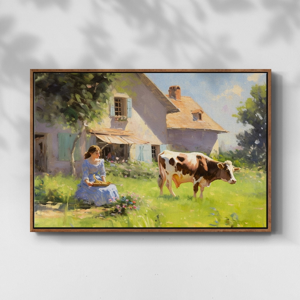 Vintage Landscape-CCLI By Wexford Home Framed in Walnut Wood Gallery Wrapped Canvas 25 in. x 37 in.
