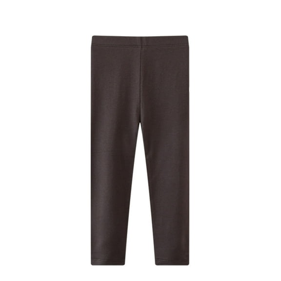 SGFCWSX Sweatpants for Girls Solid Color Elastic Waist Thermal Soft Leggings Outerwear Winter Brown Size 4-5Years