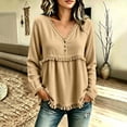 thumbnail image 5 of NominalSnug Tassel Tops for Women Fall Winter Long Sleeve Shirts V Neck Babydoll Loose Fit Blouses, 5 of 6
