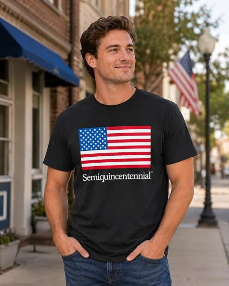 USA Semiquincentennial 250th Anniversary American Flag Graphic T-Shirt, Patriotic Independence Celebration Tee, Unisex Adult Black, XXXL