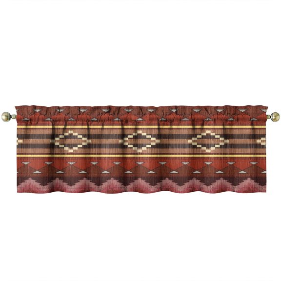 Earthy Bohemian Valance Curtain - Natural Tribal Patterns for Aesthetic Room Decor & Kitchen Windows