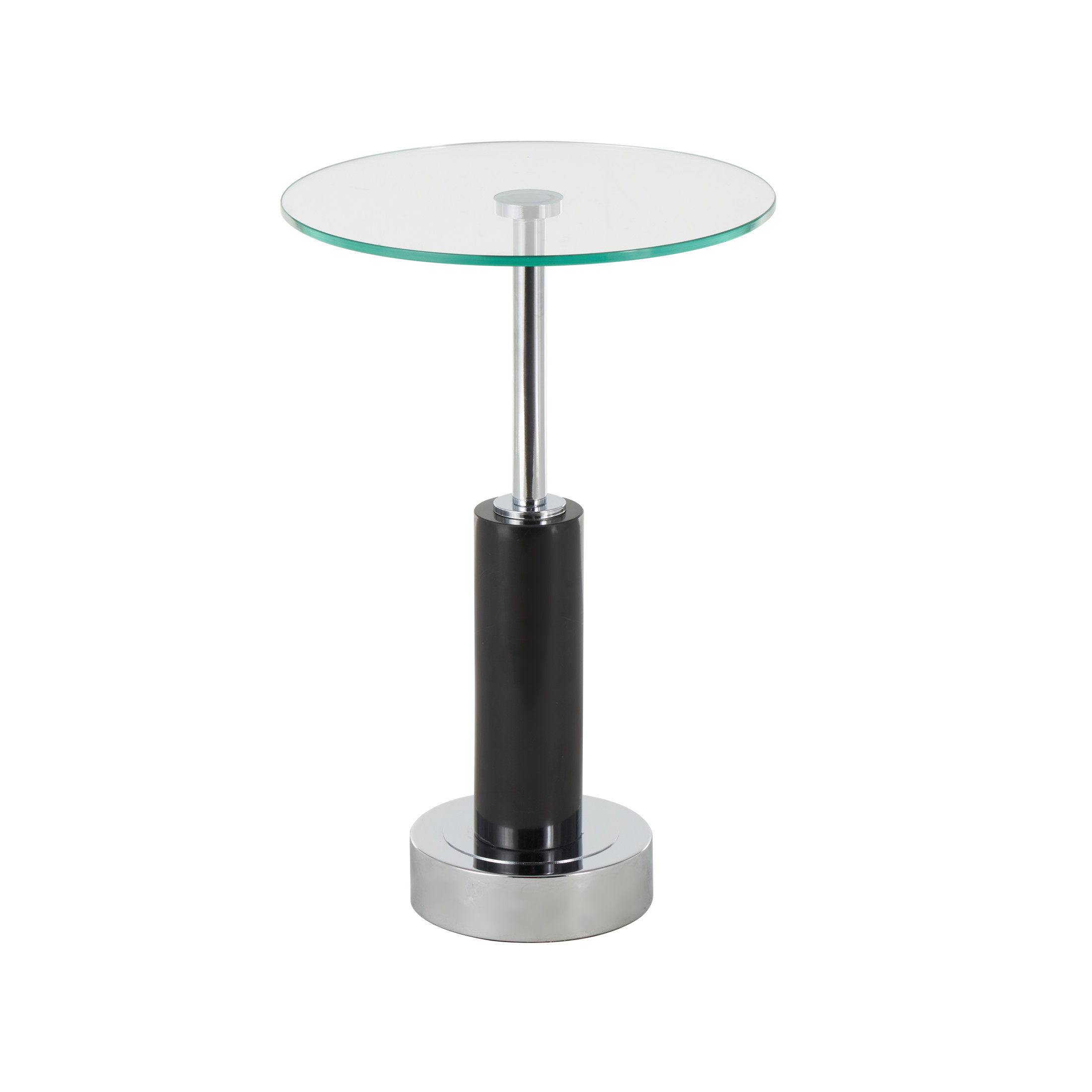 DecMode 14" x 21" Black Marble Round Accent Table with Silver Metal Rod and Base, 1-Piece