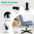 thumbnail image 4 of EDX Chaise Sans Accoudoirs en Tailleur Sans Roues, Confortable et Rembourrée, Pivot Réglable, Tissu en Lin pour Bureau à Domicile Tâche Coiffeuse, Bleu, 4 of 7