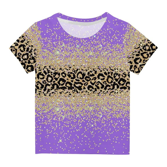 ZZwxWA 3-14 Years Boys and Girls Shirts Short Sleeve Round Neck Glitter Striped Print Casual Tops Summer Holiday Gift Kids T-shirts up to 65% Off