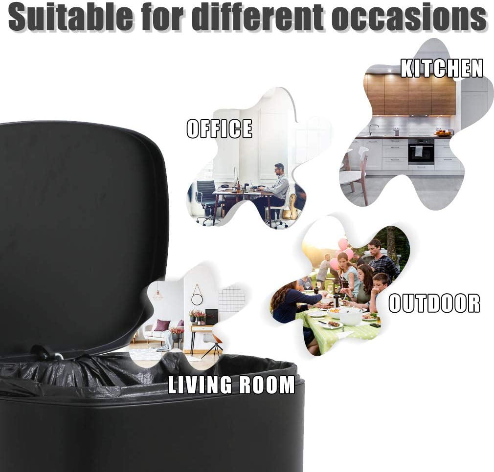 Dkelincs 13 Gallon Kitchen Trash Can with Lid Step Garbage Can Stainless Steel Waste Bin for Home Office, Black